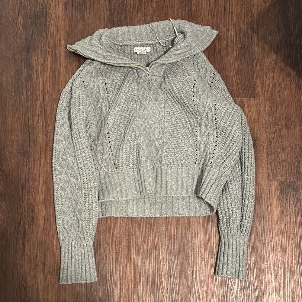 Sincerely Jules Green Cowl Neck Sweater with Ribbed Knit